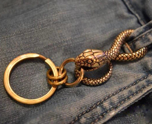 Solid Brass Vintage Snake Wallet Waist Buckle Clip Key Chain EDC Keyring Holder 07FC0E-D4 - KOEEK
