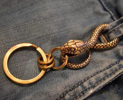 Solid Brass Vintage Snake Wallet Waist Buckle Clip Key Chain EDC Keyring Holder 07FC0E-D4 - KOEEK