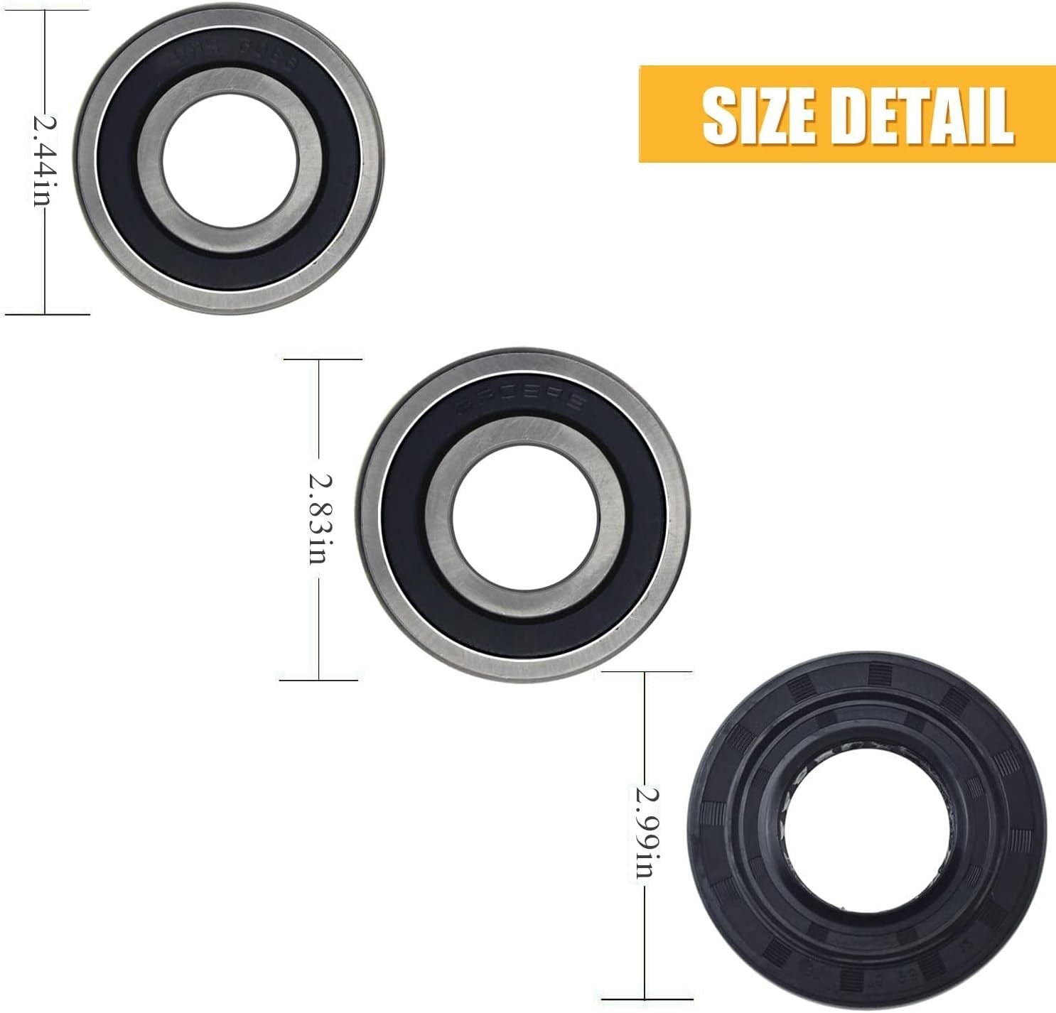 new Front Load Washer Tub Ball Bearings Washing Machine Bearing Kit Black 07FC0E-D4 - KOEEK