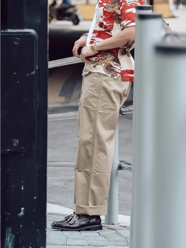 WW2 1942 Army Military Chinos Khaki Pants Men's straight-leg Overalls Size 36 07FC0E-D4 - KOEEK