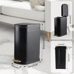 Ultra-thin bathroom trash can with lid, stainless steel trash can 07FC0E-D4 - KOEEK
