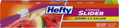 new Hefty Slider Jumbo Storage Bags, 2.5 Gallon Size, 12 - 12 Count, Clear HEFTY - KOEEK