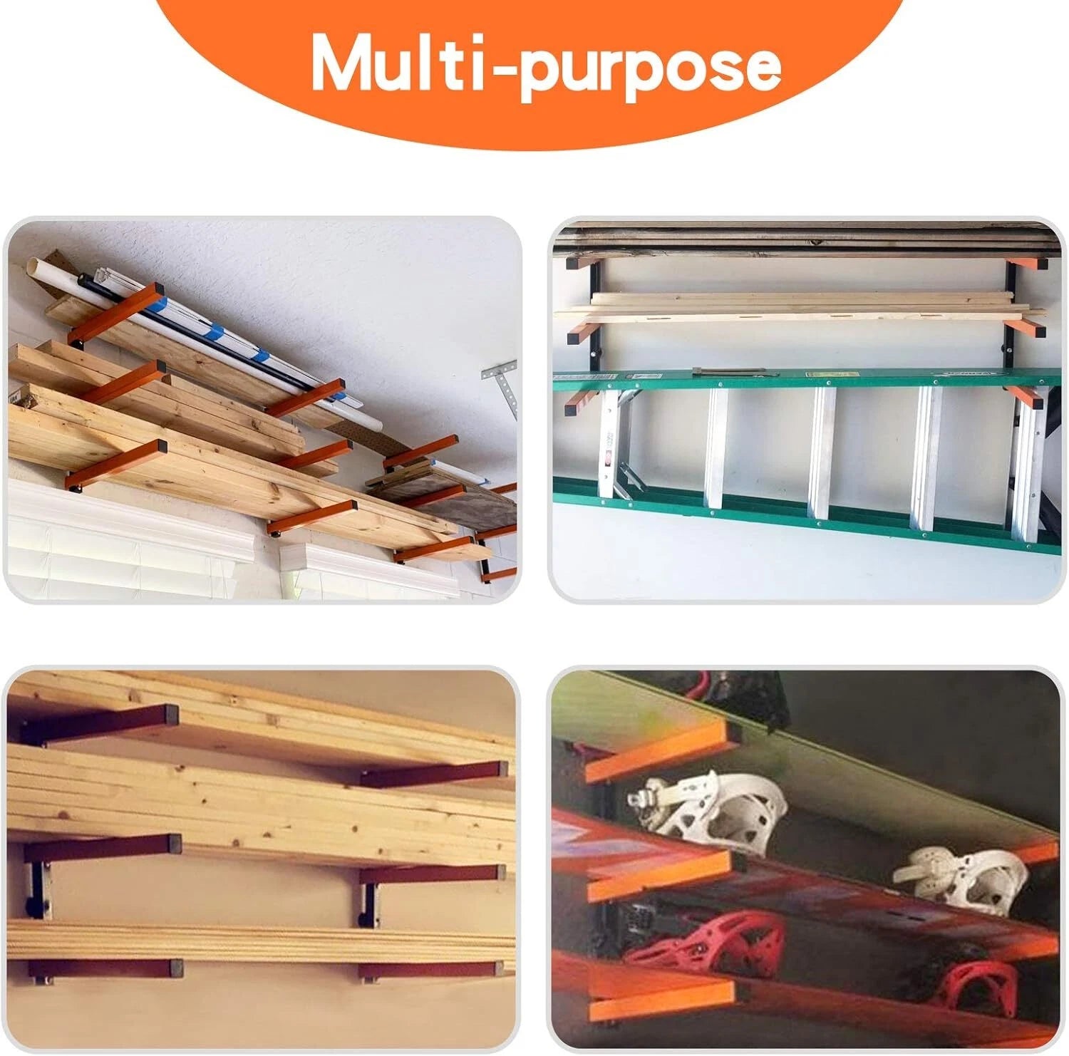 Wall Mount Wood Organizer and Lumber Storage Metal Rack with 3-Level,4 Pack 07FC0E-D4 - KOEEK