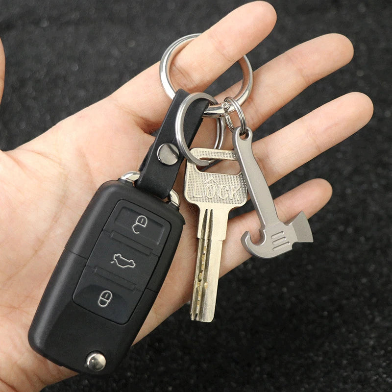 Mini Titanium Alloy Pendant Pry Bar Crowbar Bottle Opener Necklace EDC Keychain 07FC0E-D4 - KOEEK