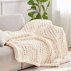 Chunky knit blanket, chenille knit blanket for bed and sofa 07FC0E-D4 - KOEEK