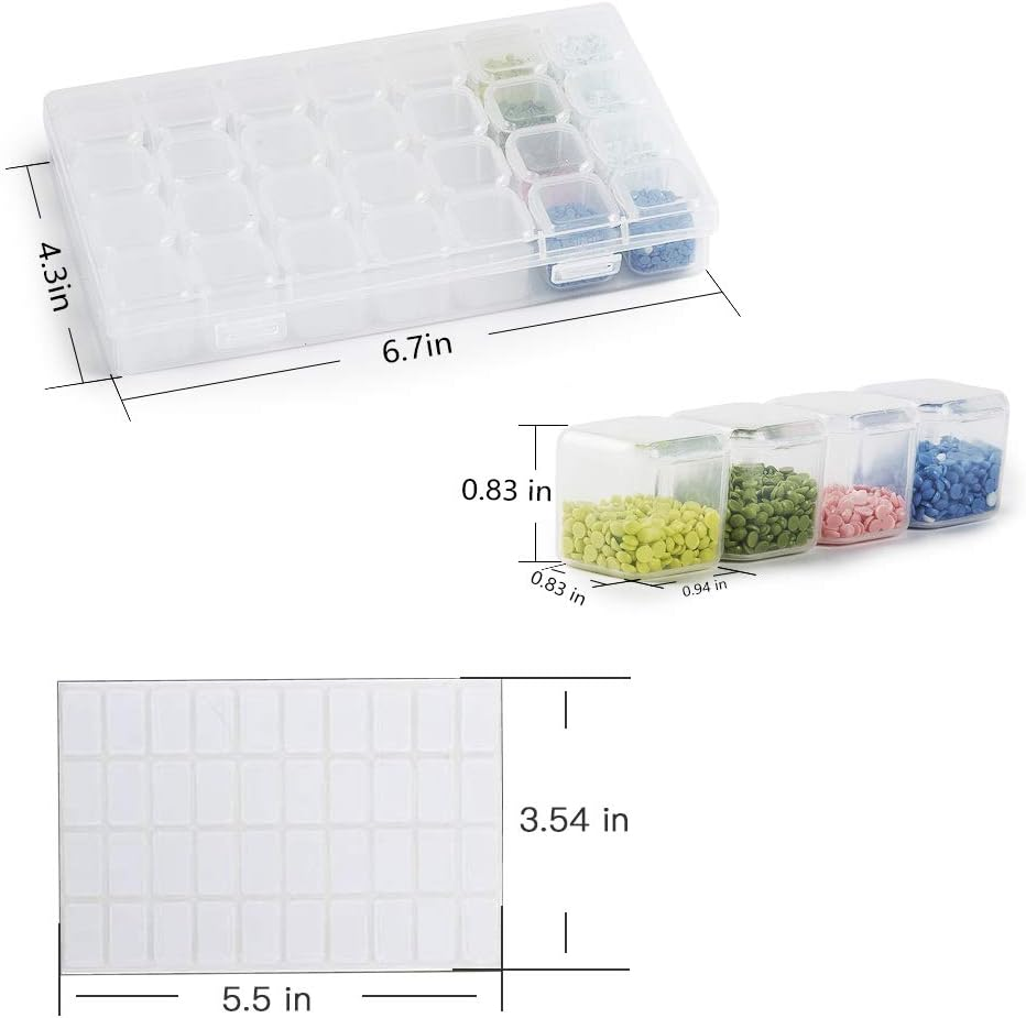 ny 2-pakke med 56 spor diamantmalingsboks for voksne, 5D DIY diamanttilbehør oppbevaring
