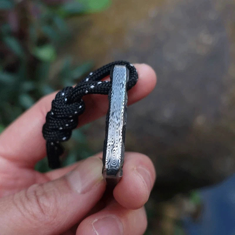 Damascus Steel Chocolate Bottle Opener Necklace Pendant Keychain Multi EDC Tool 07FC0E-D4 - KOEEK