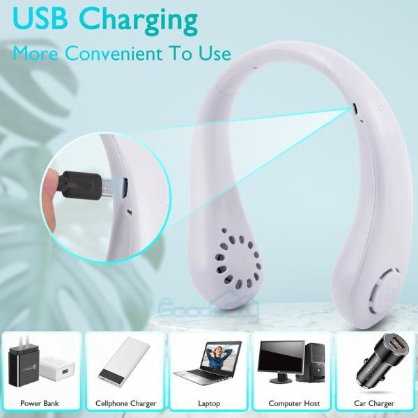 new Portable Mini Hanging Neckband Fan Bladeless Fans Hands USB Rechargeable