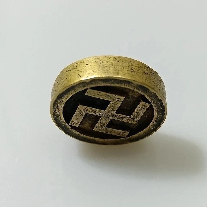 26mm China Old Pure Copper Swastika Coin Pendant Amulet  Coin Collection 07FC0E-D4 - KOEEK