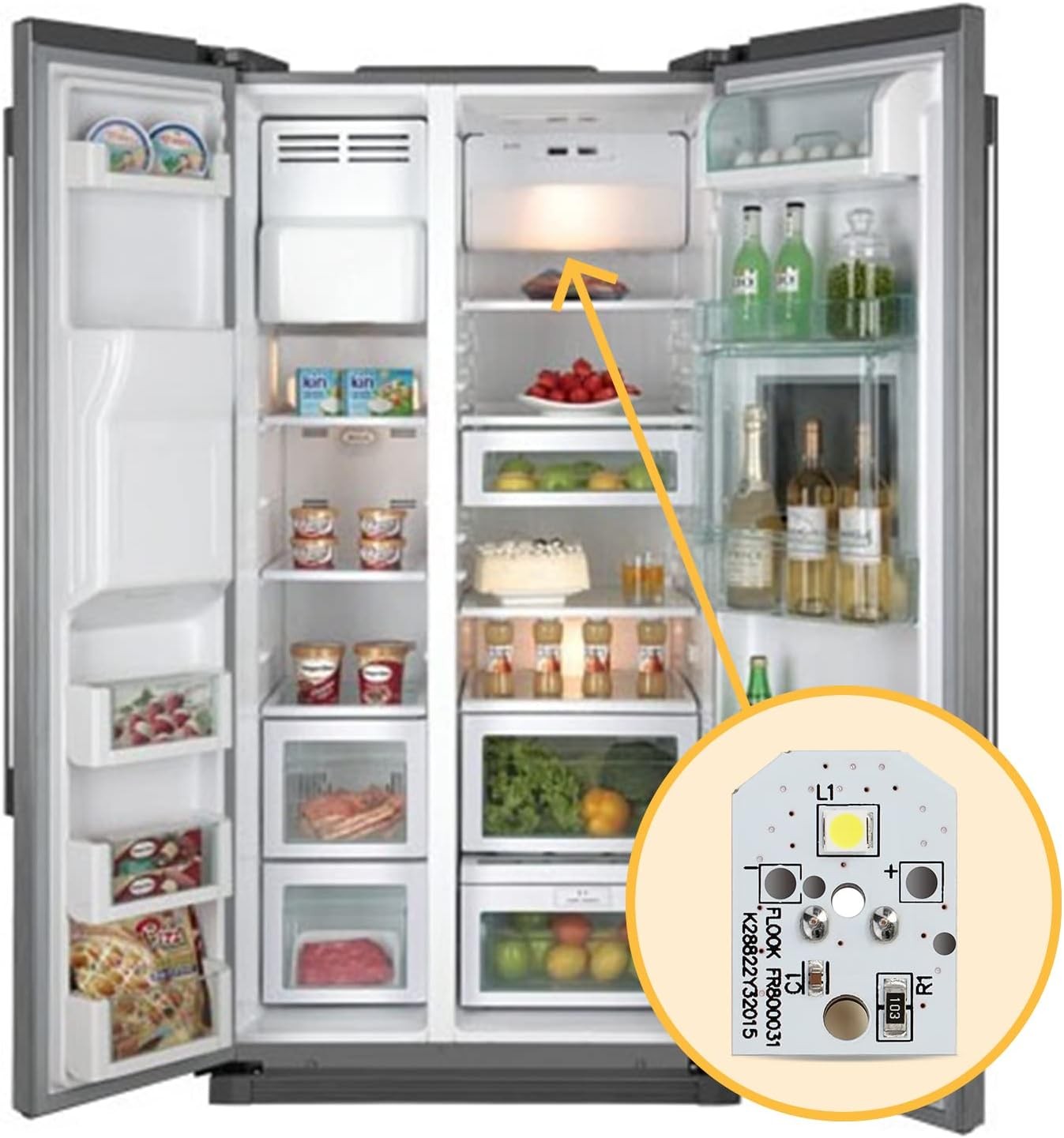 new WR55X11132 GE Led Refrigerator Light Bulb, LED Compatible... 07FC0E-D4 - KOEEK