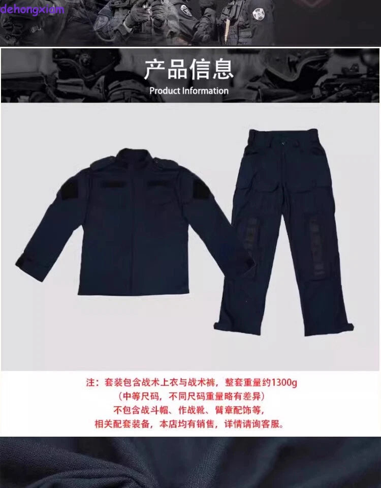 Russian OMOH Special Forces outdoors Replica Black Combat Suit Set Jacket+Pants 07FC0E-D4 - KOEEK
