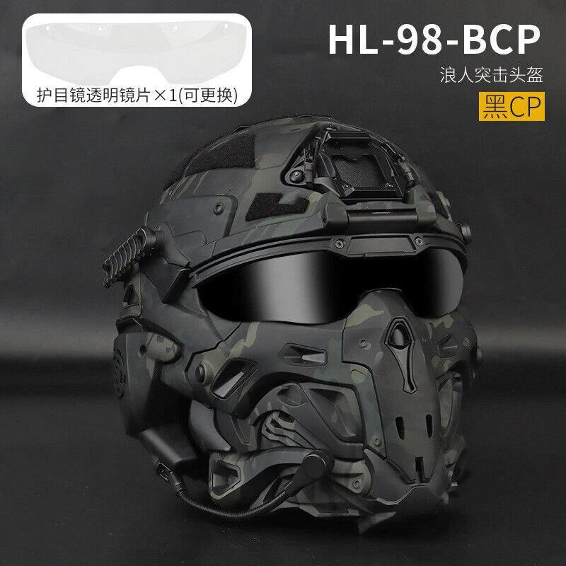Tactical Assault Helmet W/ Built-in Anti-fog Fan Headset Modular Replace Lense 07FC0E-D4 - KOEEK
