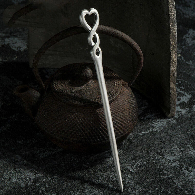 China Ancient Hanfu Style 999 Sterling Silver Hairpin Women Hair Stick Handmade 07FC0E-D4 - KOEEK