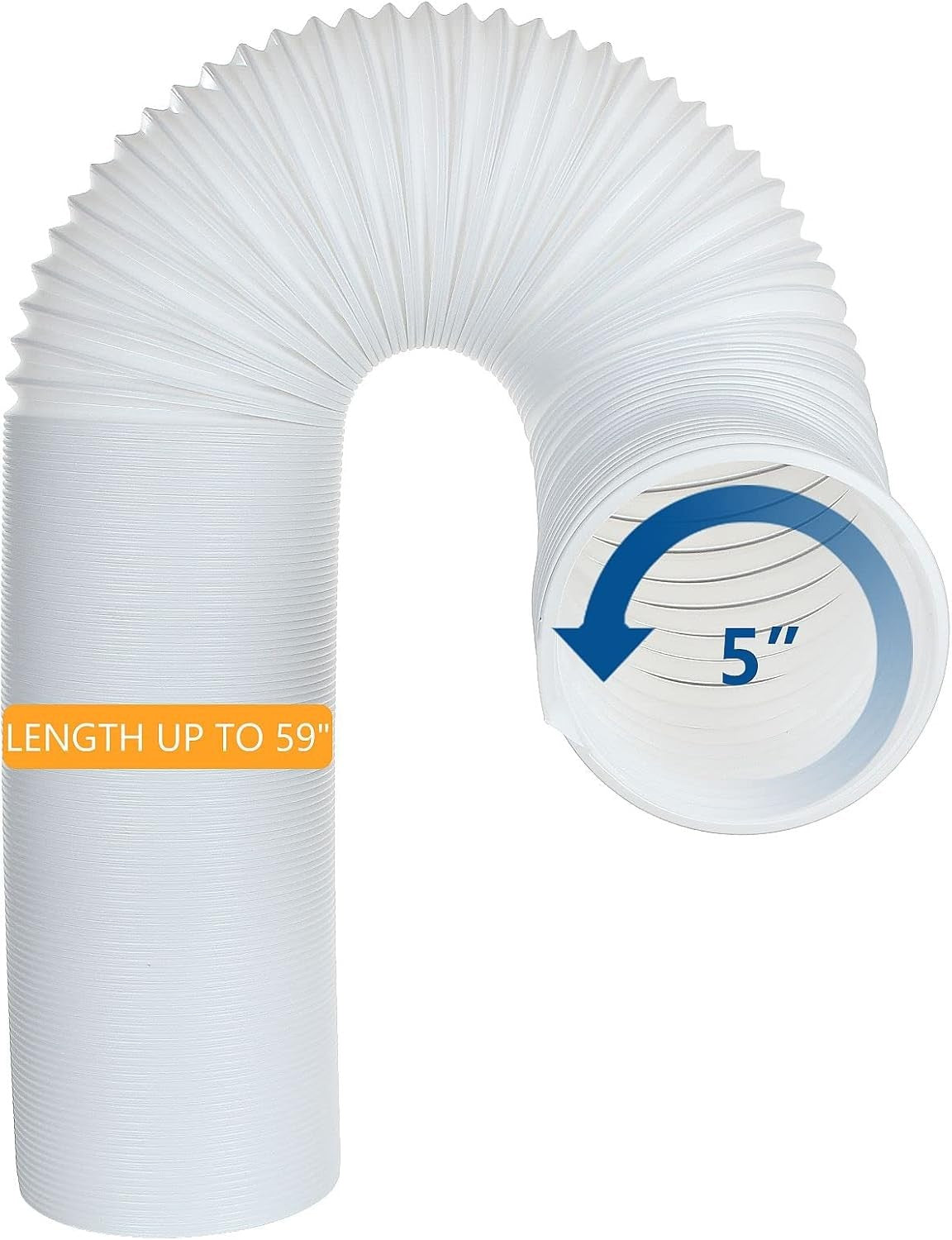 new Portable Air Conditioner Hose 5 Inch Diameter 59" Length, AC Exhaust White 07FC0E-D4 - KOEEK
