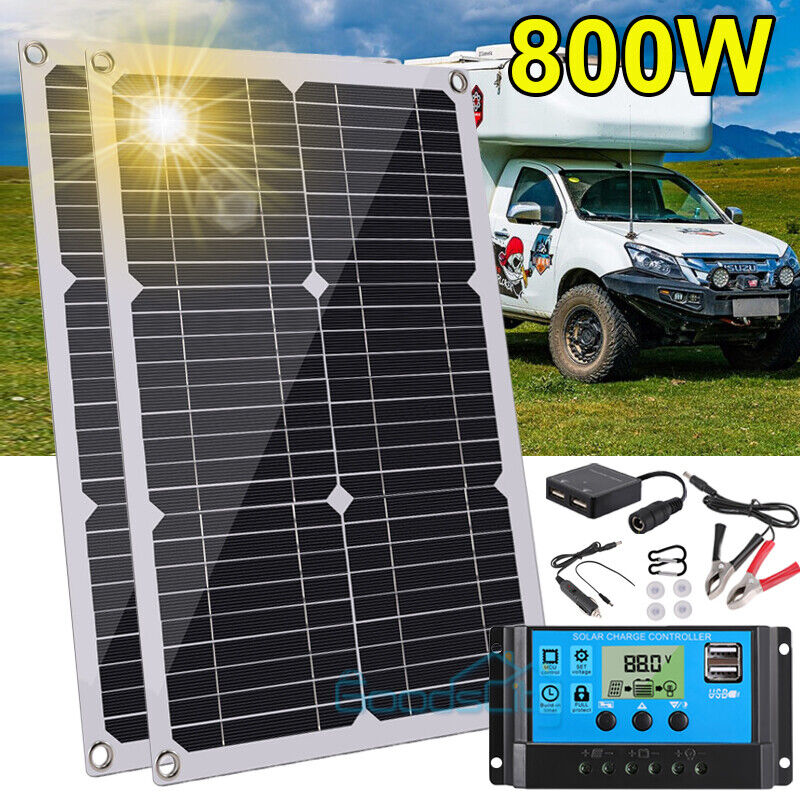 ny 800W Watt Mono Solcellepanel 12V Lading Off-Grid Batteristrøm RV Home Boat Camp