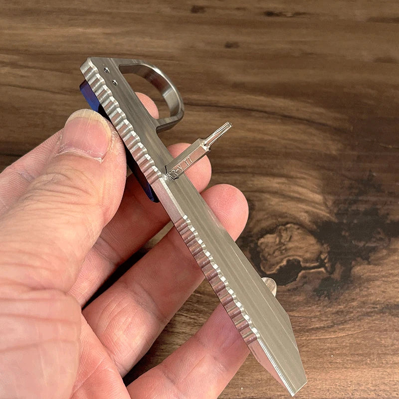 EDC Titanium Pry Bar Crowbar Wrench with Pocket Clip Outdoor Camping Multi Tools 07FC0E-D4 - KOEEK