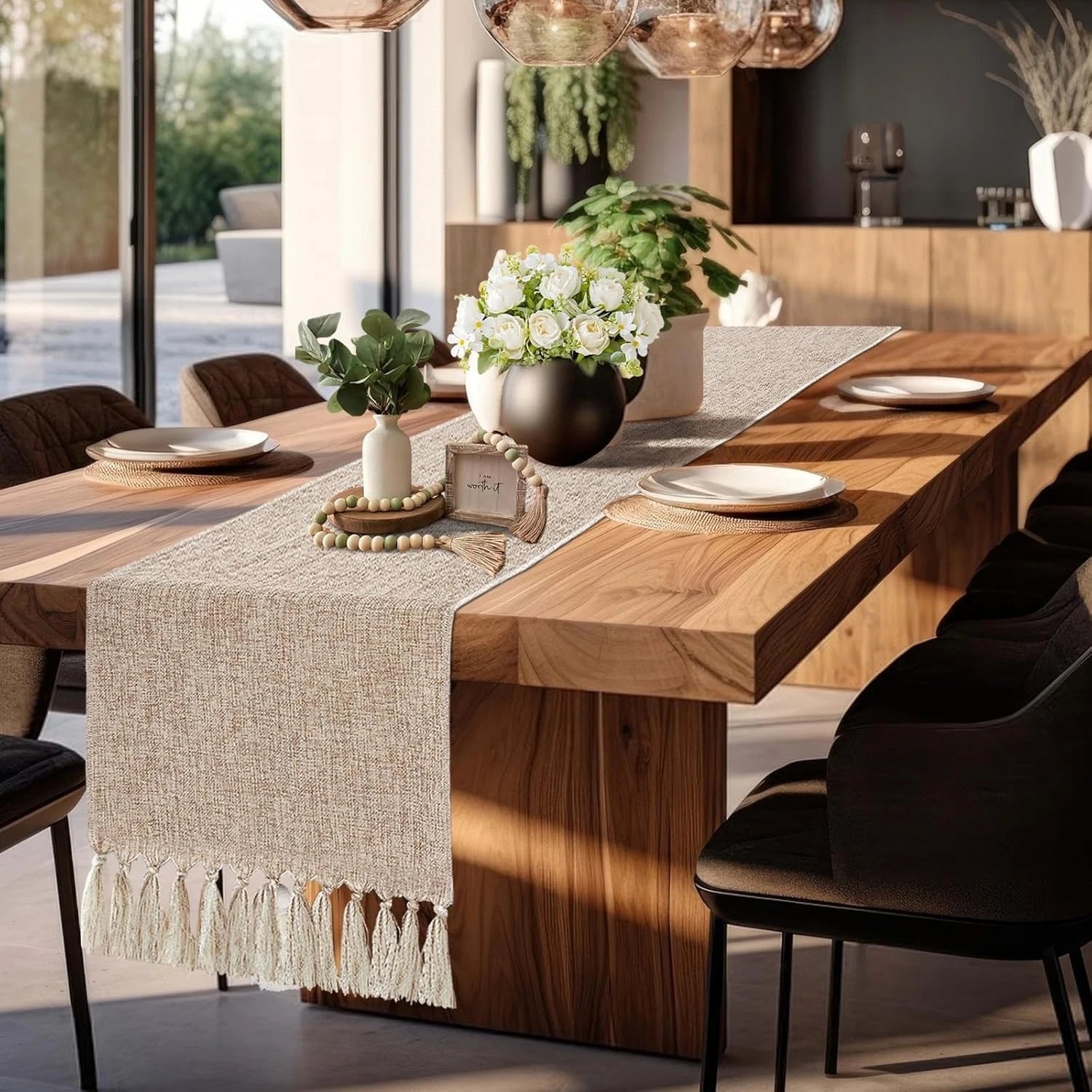 Boho Table Runner, Rustic Farmhouse Dresser Runners Cover Top for Bedroom 07FC0E-D4 - KOEEK