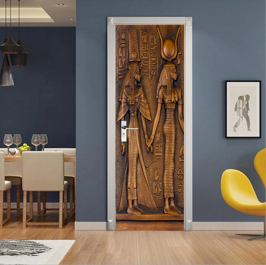 3D Wall Art Ancient Egyptian Door Sticker Self-adhesive Wrap Mural PVC Decal 07FC0E-D4 - KOEEK
