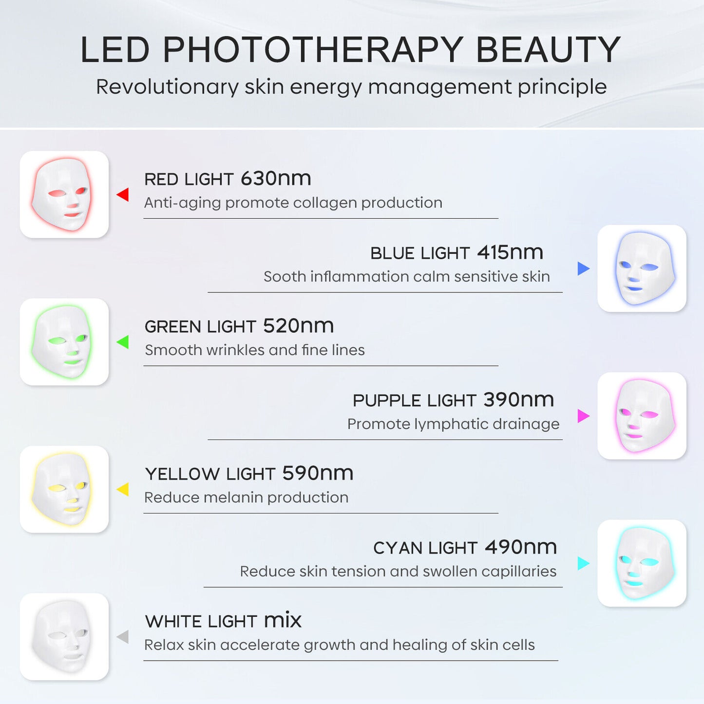 ny Red Light Therapy Face LED Face Mask Lys Therapy Mask for Facial Skin Care US