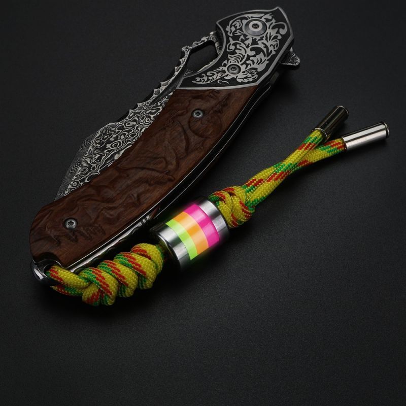 EDC Knife Lanyard with Titanium Glow in the Dark Bead Paracord Lanyard keychain 07FC0E-D4 - KOEEK
