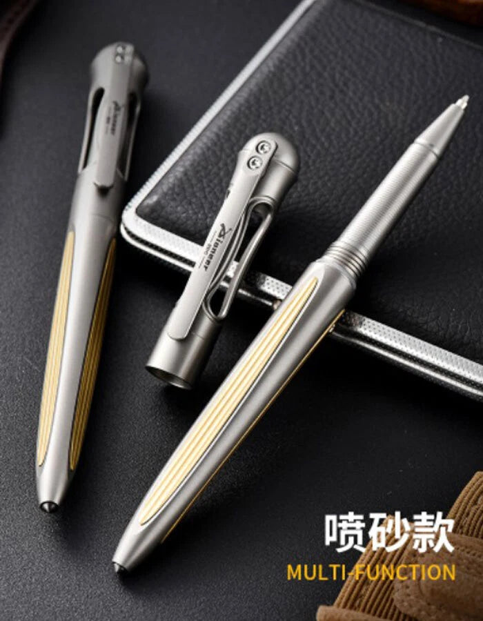 Practical Titanium Pocket Ballpoint Pen Signaturing Working Outdoor EDC Pen 07FC0E-D4 - KOEEK