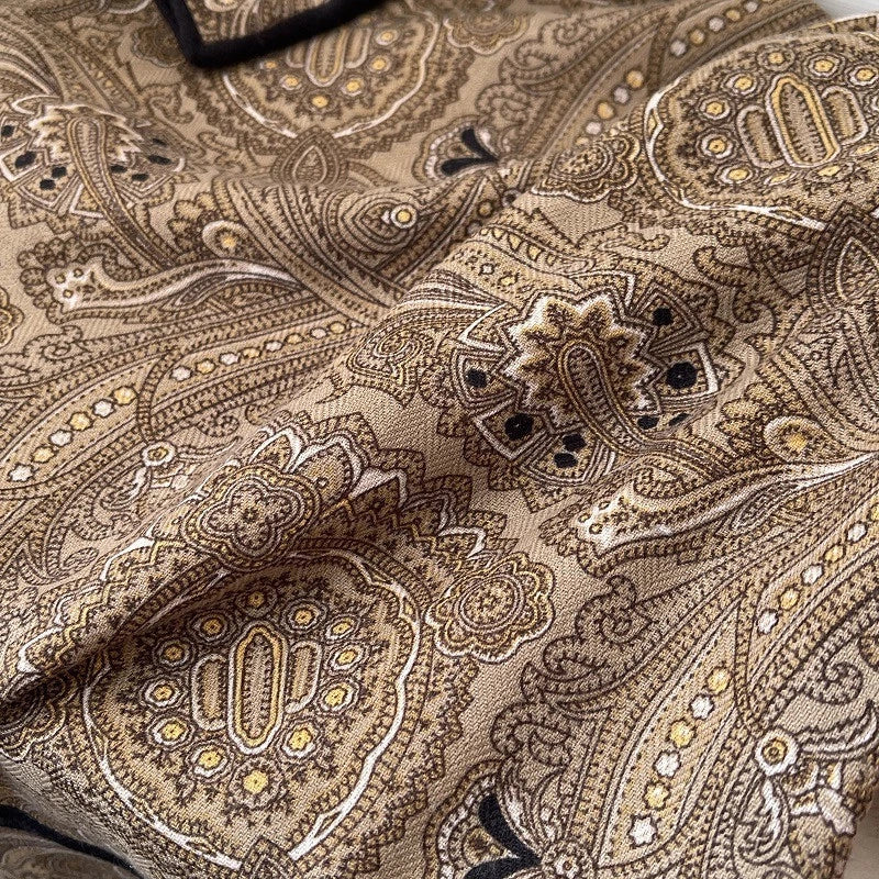 Mens Paisley Pattern Old Money Style Neutral Color Scarf Shawl Velvet Bandana 07FC0E-D4 - KOEEK