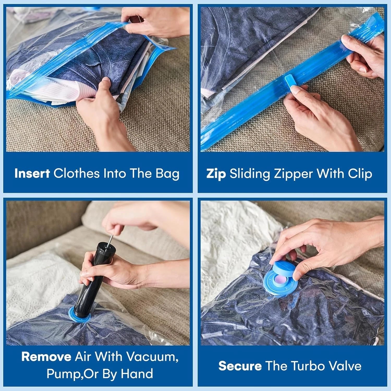 20-piece multifunctional vacuum storage bag, suitable for quilts and blankets 07FC0E-D4 - KOEEK