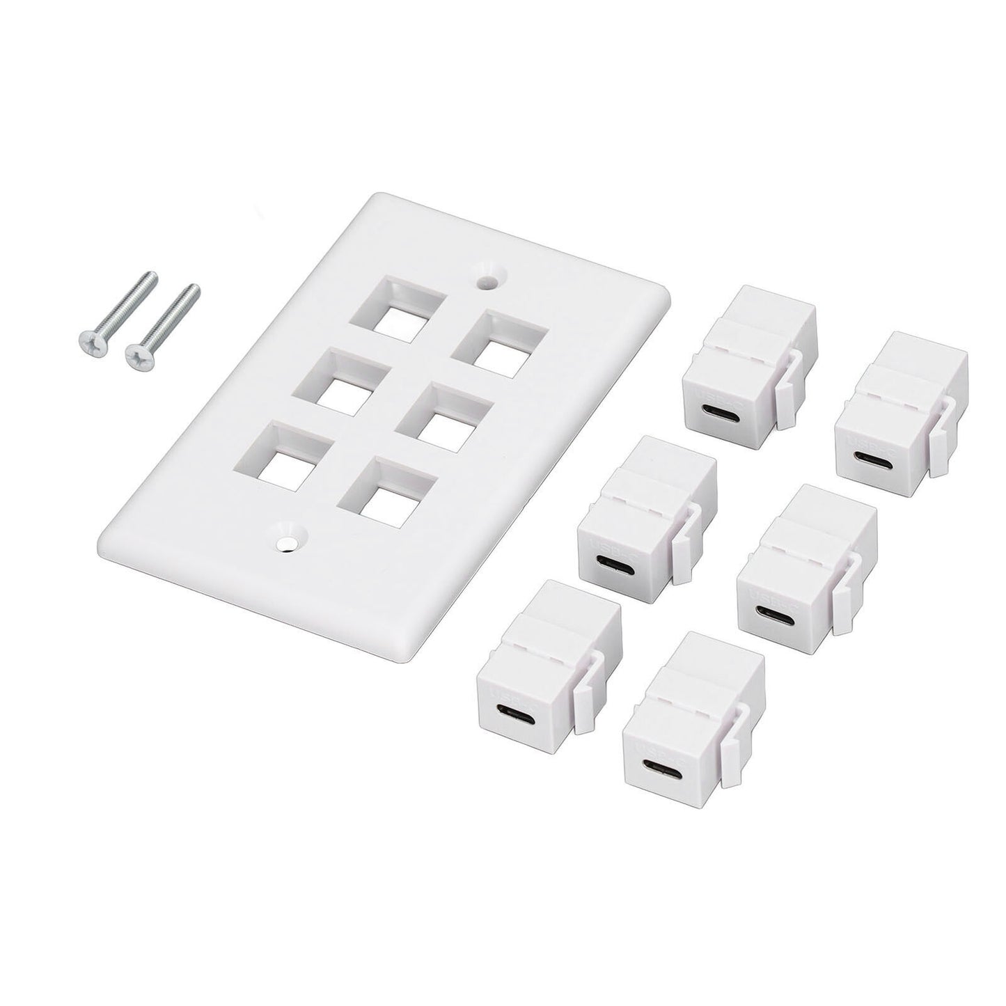 new 6 Port USB Type C Outlet Plug White USB Wall Plate With 6 Port USB C Socket koeek - KOEEK