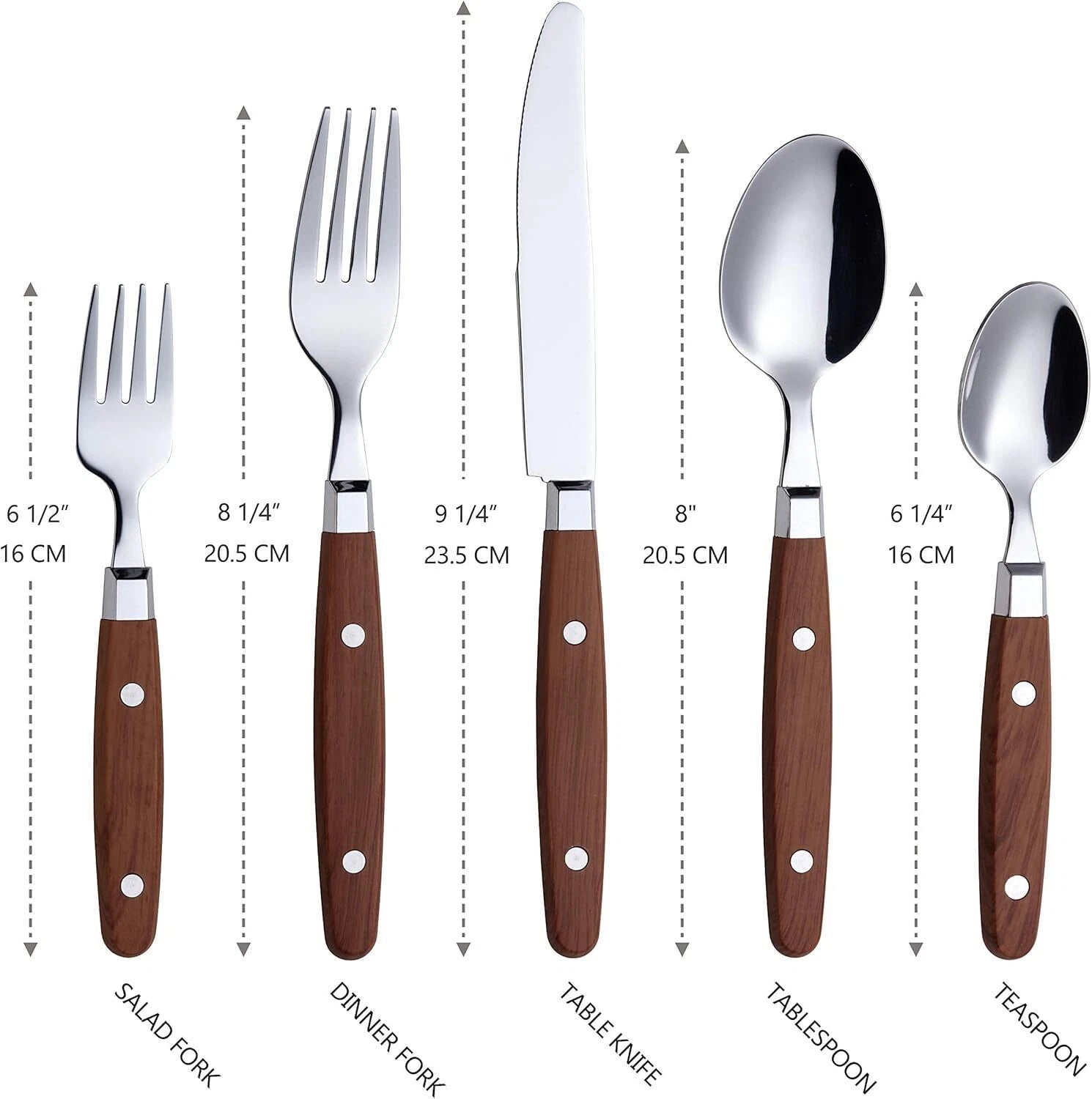 Silverware Set of 20 Stainless Steel Flatware with Colored Handle Rivets 07FC0E-D4 - KOEEK