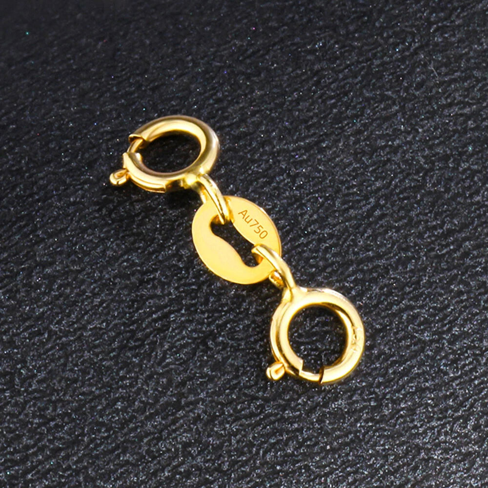 Pure 18K Yellow Rose White Gold Double Spring Clasp / For Bracelet or Necklace 07FC0E-D4 - KOEEK