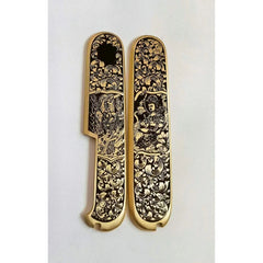 1 Pair Custom Made Pure Brass Handle Scales for 91 mm Victorinox Swiss Army 07FC0E-D4 - KOEEK