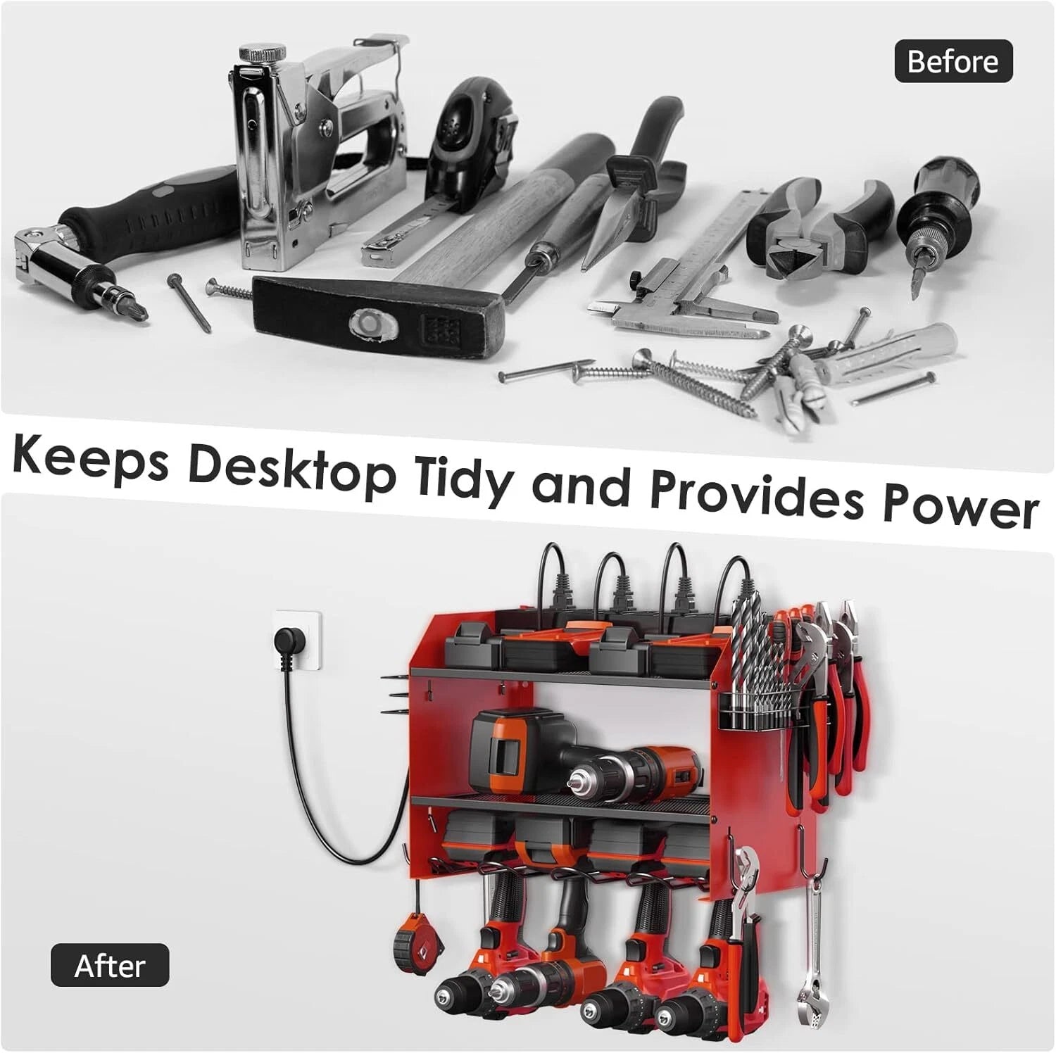 Modular Power Tool Storage Hanger with Charging Station 07FC0E-D4 - KOEEK