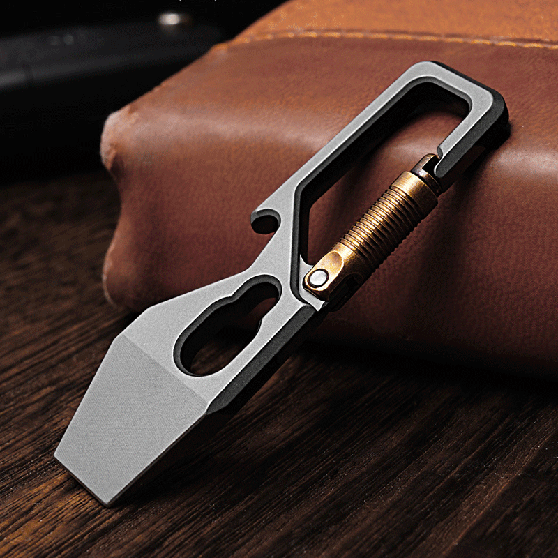 Titanium Keychain Pry Bar Crowbar Bottle Opener with Carabiner EDC Multi Tools 07FC0E-D4 - KOEEK