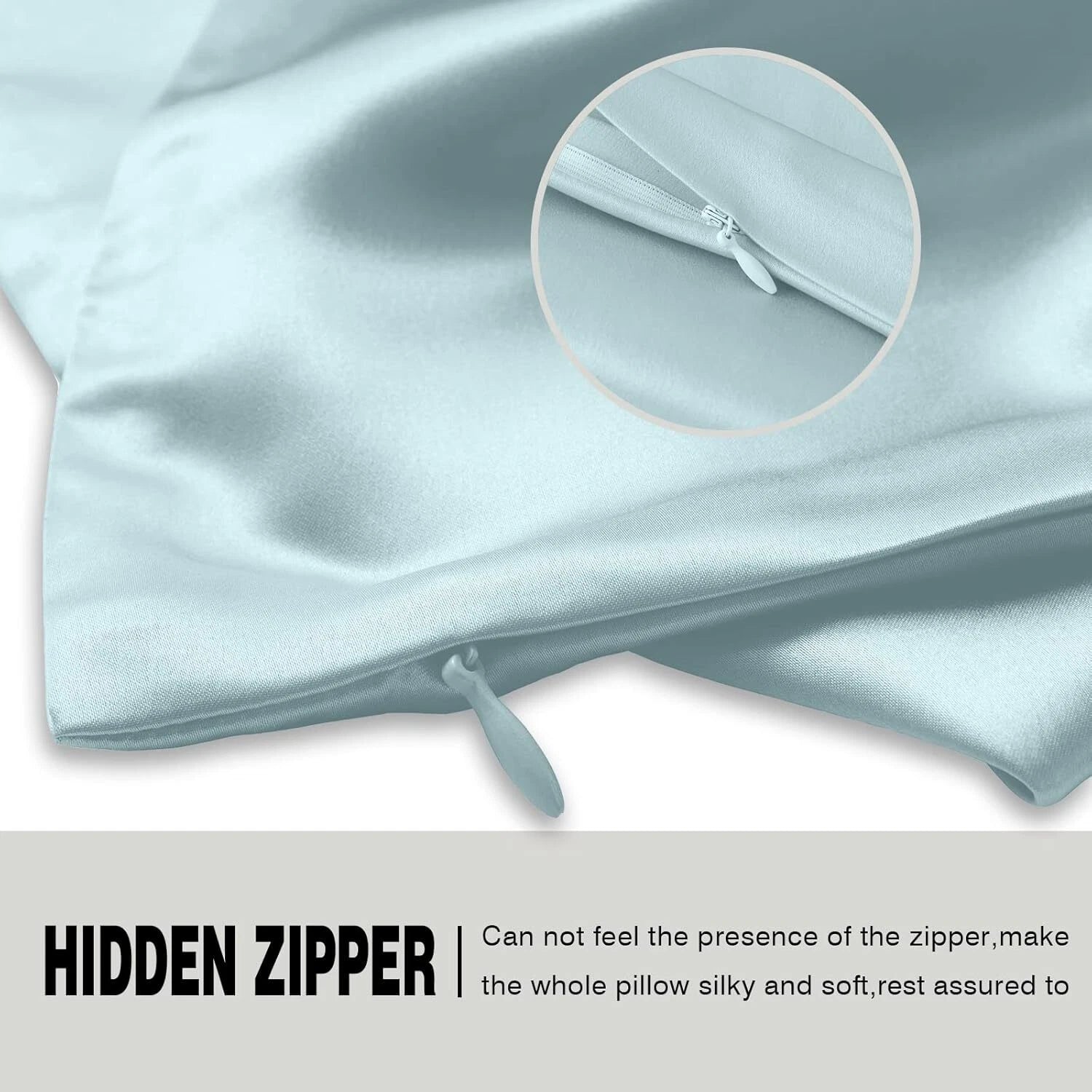 Silk Pillowcase for Hair and Skin Standard Size 20"X 26" with Hidden Zipper Soft 07FC0E-D4 - KOEEK