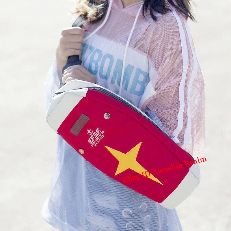 Gundam Shield Crossbody Bag Cosplay Anime Red Canvas Shoulder Bag Knapsack 07FC0E-D4 - KOEEK