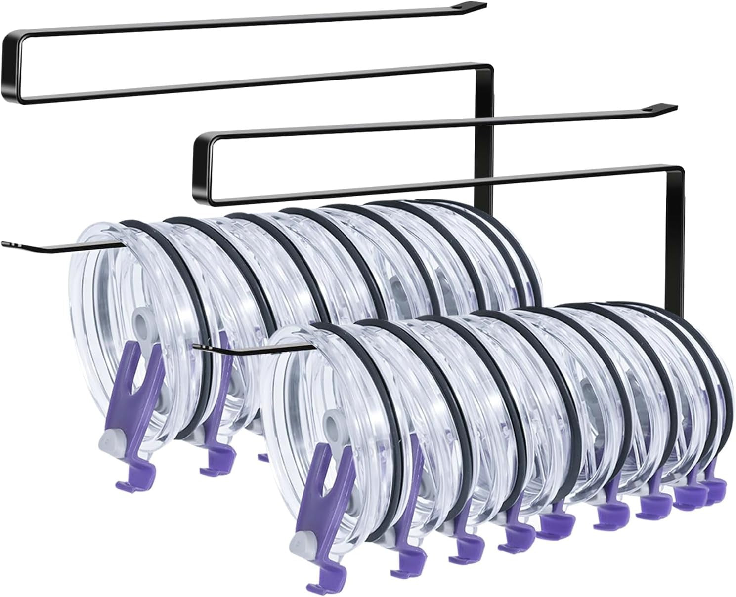new 2 Pack Tumbler Lid Organizer, Premium Storage Hook Up to 20 Black