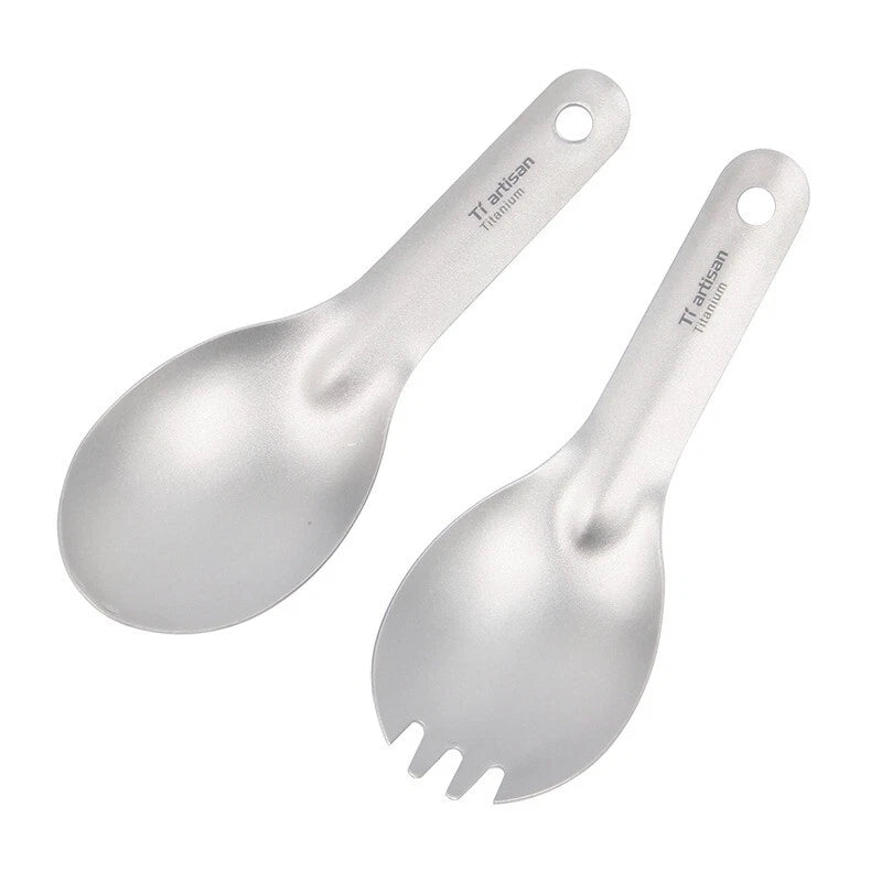Titanium Spoon Spork Portable Ultralight Short Handle Camping Outdoor Tableware 07FC0E-D4 - KOEEK