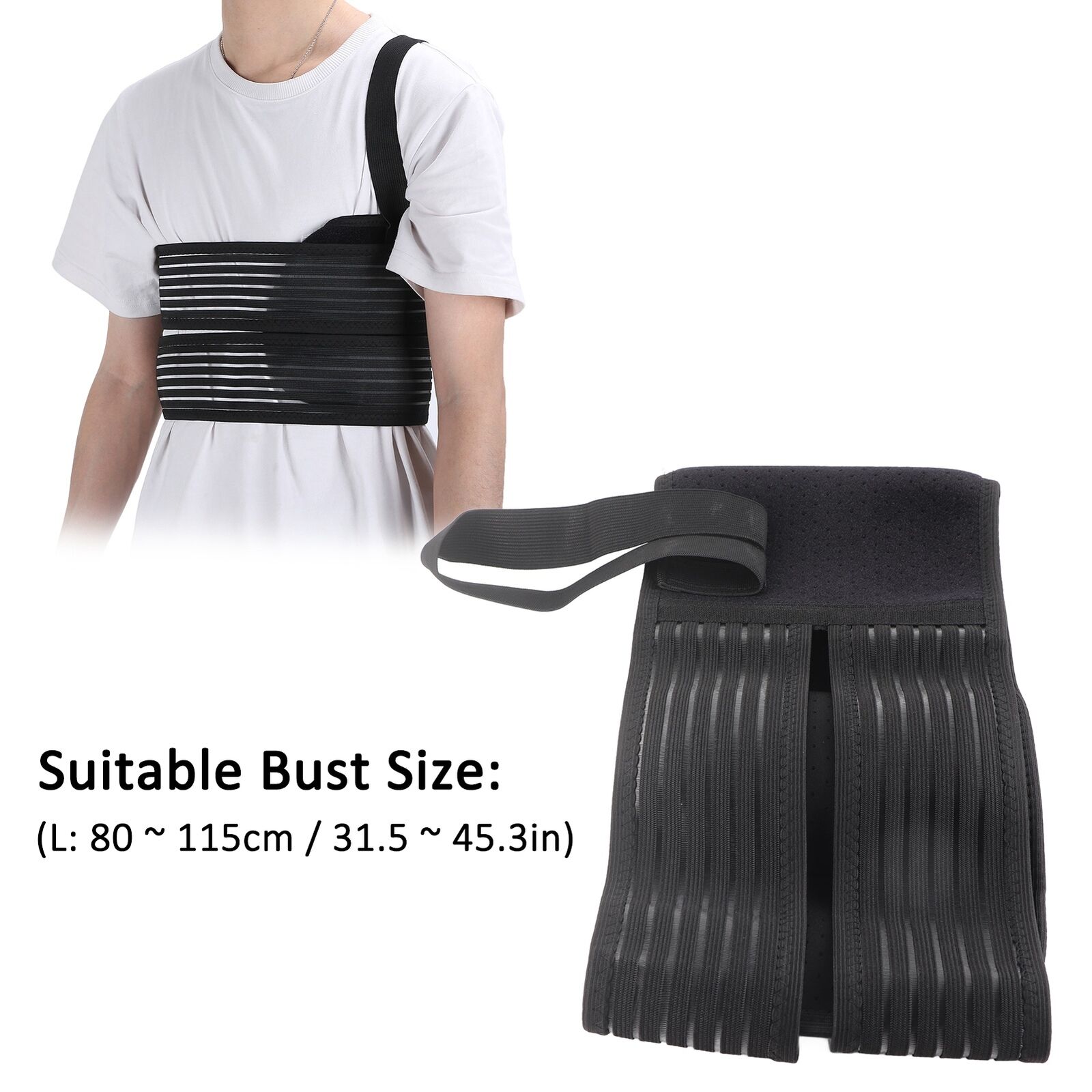 new (L)Adjustable Broken Rib Brace Elastic Chest Wrap Belt Unisex Men Women HGF koeek - KOEEK