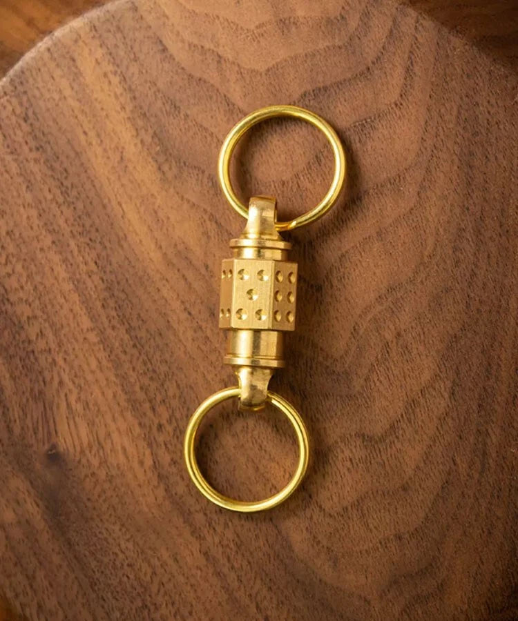 EDC Solid Brass Insert Buckle Gimbal Ring Portable Double Keychain Pendant Tool 07FC0E-D4 - KOEEK