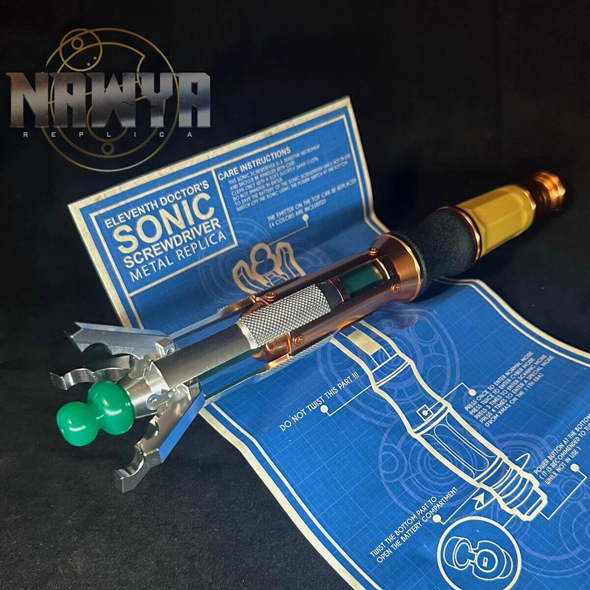 Doctor Who 11th Metal Sonic Screwdriver LED Colorful Light Cosplay Prop Replica 07FC0E-D4 - KOEEK