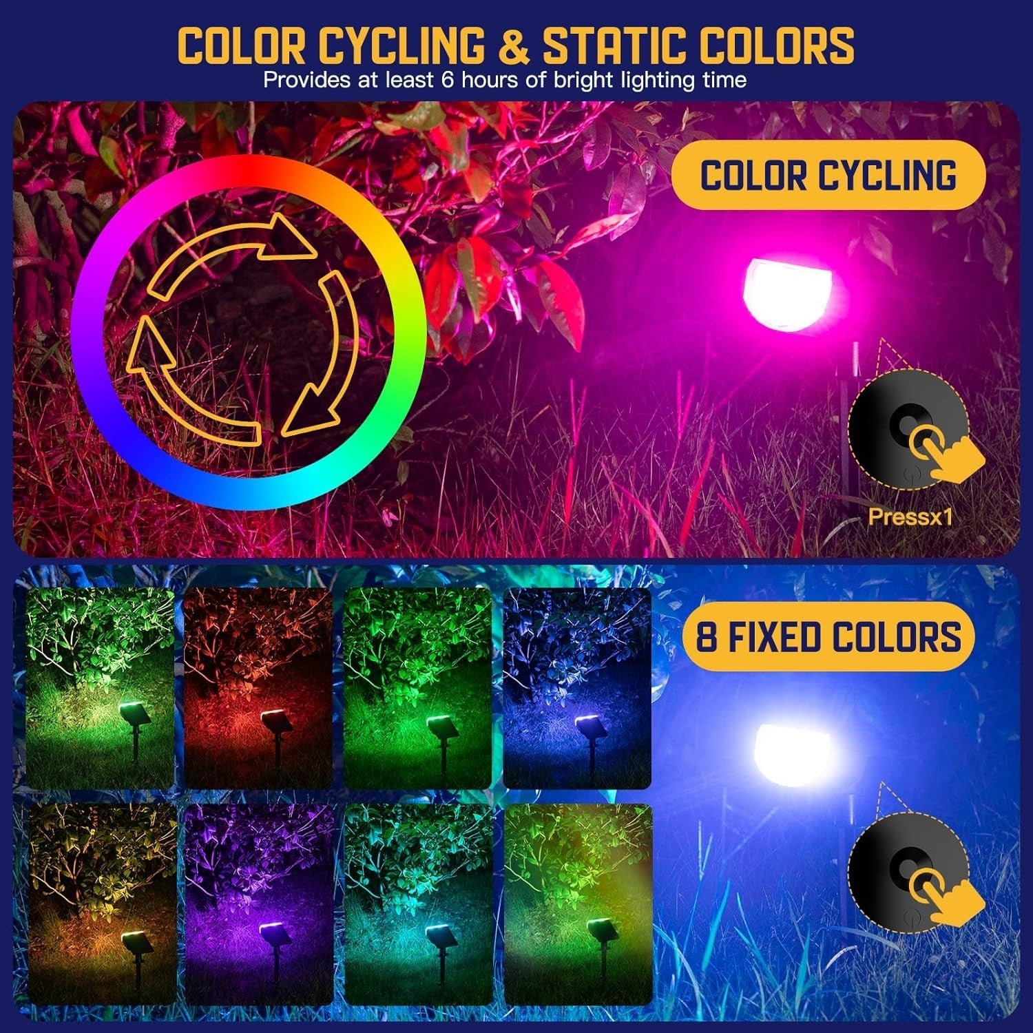 2 Pack Halloween Lights Christmas Outdoor Solar Color Spot 9 Lighting Modes 38 07FC0E-D4 - KOEEK