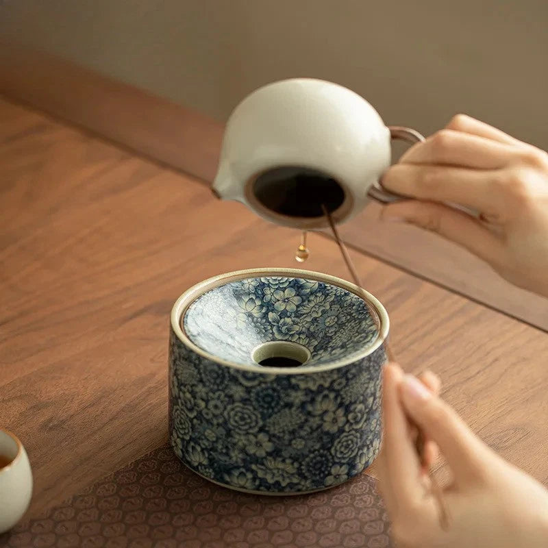 500ml Exquisite Ceramic Ru Kiln Handpainted Tea Residue Bowl Tea Dust Cylinder 07FC0E-D4 - KOEEK