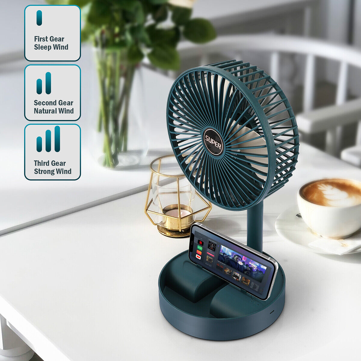 ny 2024 Aire acondicionado frio ventilator portatil USB oppladbar abanico de piso