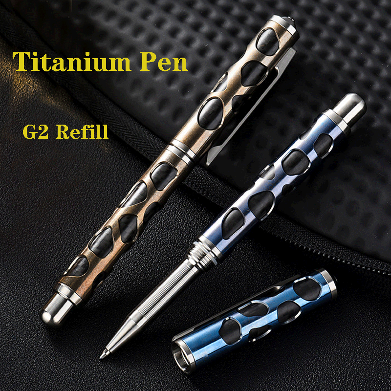 EDC Titanium Practical Ballpoint Pen Office Signature Pocket Pen Metal G2 Refill 07FC0E-D4 - KOEEK