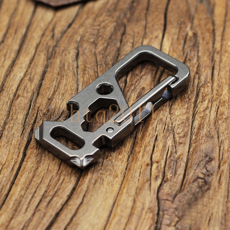 TC4 Titanium Alloy Car Keychain Outdoor Carabiner Bottle Opener EDC Multi-Tools 07FC0E-D4 - KOEEK