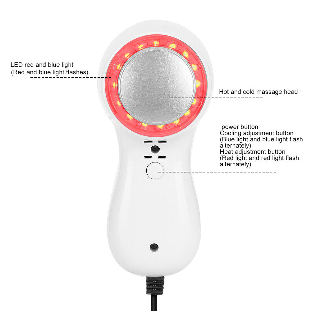 ny Hot Cold Hammer Rød Blå Lys Facial Skin Stram Beauty Machine US Plug 11 ABE