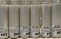 6  Candles White Prayer, Emergency Pillar Clear Glass 8” Unscented 80 hour WHITE - KOEEK