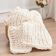Chunky knit blanket, chenille knit blanket for bed and sofa 07FC0E-D4 - KOEEK