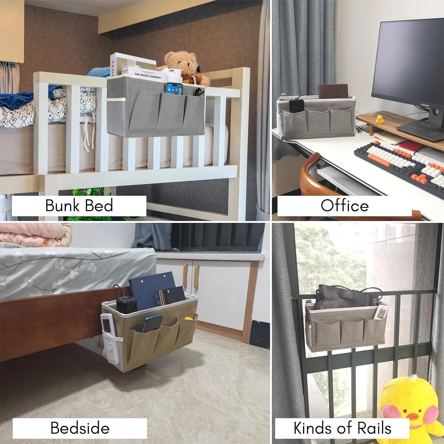 Bedside Caddy Storage Organizer - 2pcs Hanging Bag Holder with Pockets 07FC0E-D4 - KOEEK