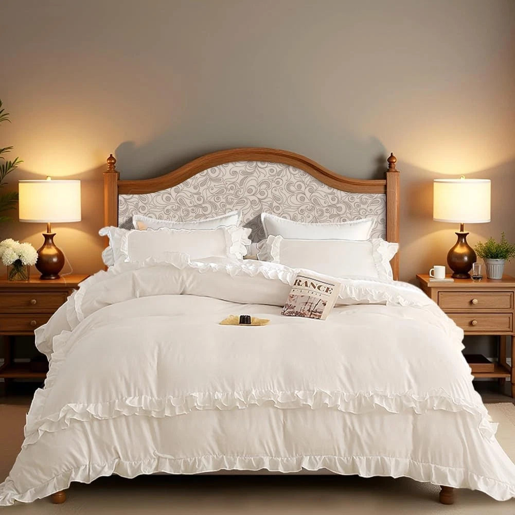 White scalloped down comforter cover, girls' retro country-style bedding 07FC0E-D4 - KOEEK